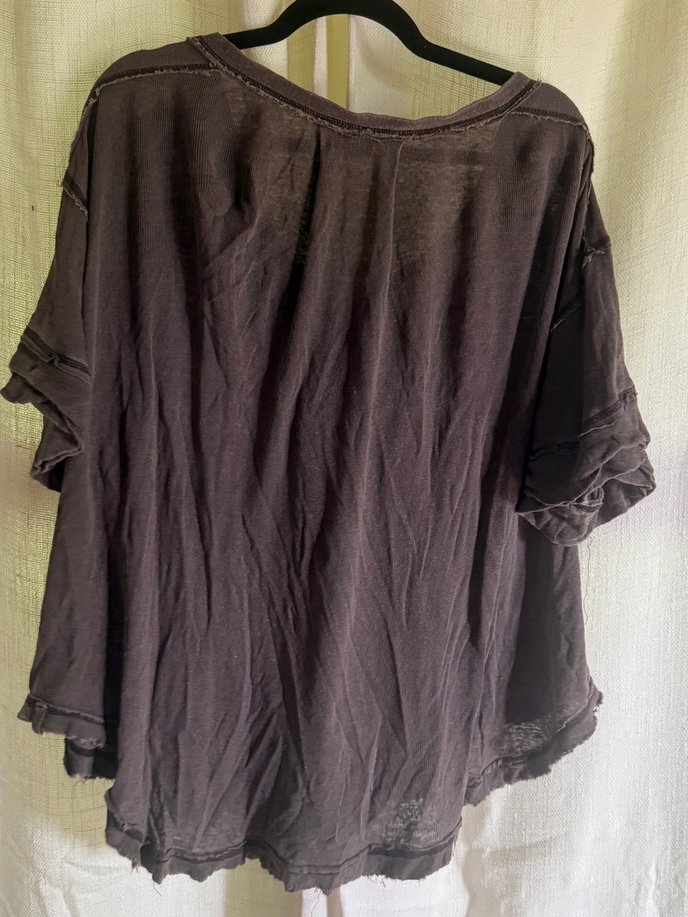 Free People Washed Brown Short-Sleeve Henley Tee - Picture 5 of 6